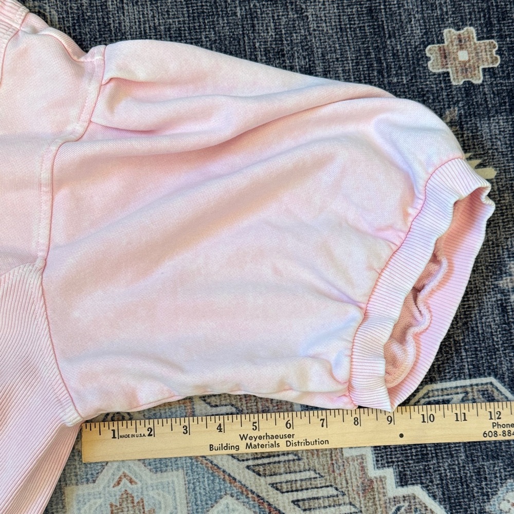 Aerie Seams Right Short Puff Sleeve Cropped Sweatshirt Light Pink Size XXL - Picture 10 of 10